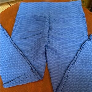Blue Textured Kids Leggings